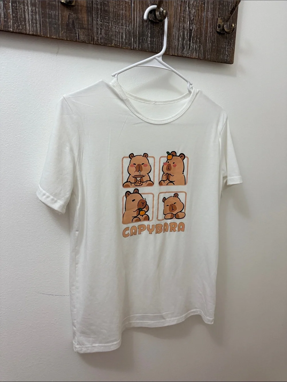 Capybara Graphic Tee for Kids - White